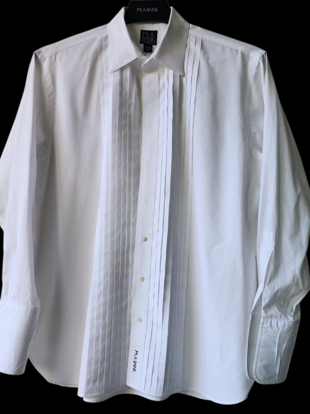 16.5 34 White Tuxedo Shirt Tux Formal Spread Collar Pleated Pleats Jos A Bank Sz